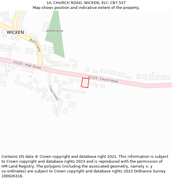 10, CHURCH ROAD, WICKEN, ELY, CB7 5XT: Location map and indicative extent of plot