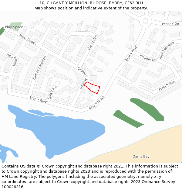 10, CILGANT Y MEILLION, RHOOSE, BARRY, CF62 3LH: Location map and indicative extent of plot