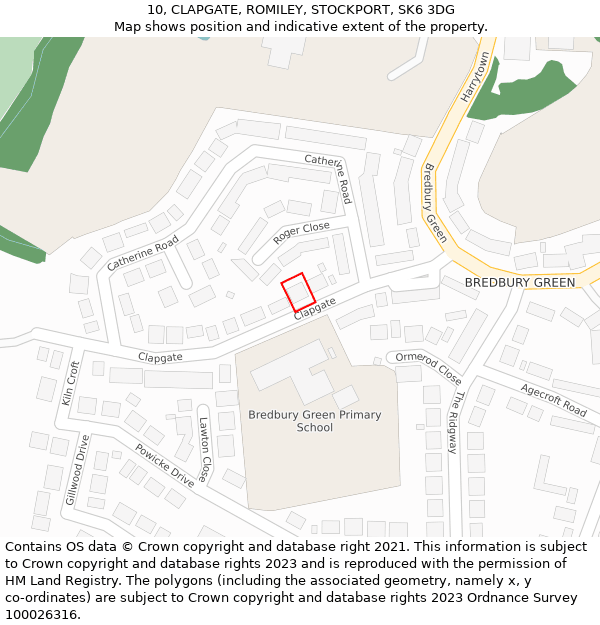 10, CLAPGATE, ROMILEY, STOCKPORT, SK6 3DG: Location map and indicative extent of plot