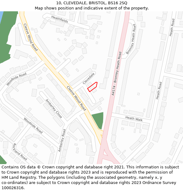 10, CLEVEDALE, BRISTOL, BS16 2SQ: Location map and indicative extent of plot