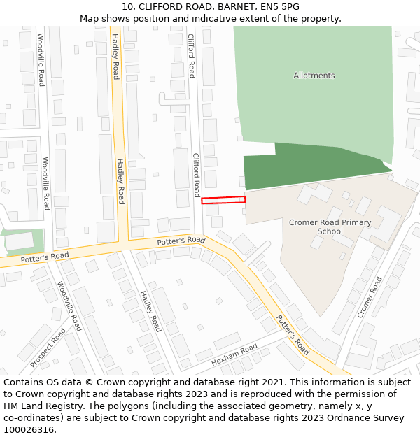 10, CLIFFORD ROAD, BARNET, EN5 5PG: Location map and indicative extent of plot