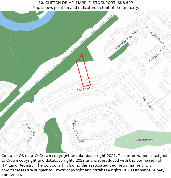 10, CLIFTON DRIVE, MARPLE, STOCKPORT, SK6 6PP: Location map and indicative extent of plot