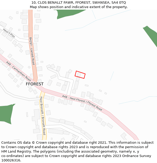 10, CLOS BENALLT FAWR, FFOREST, SWANSEA, SA4 0TQ: Location map and indicative extent of plot