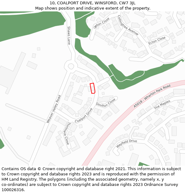 10, COALPORT DRIVE, WINSFORD, CW7 3JL: Location map and indicative extent of plot