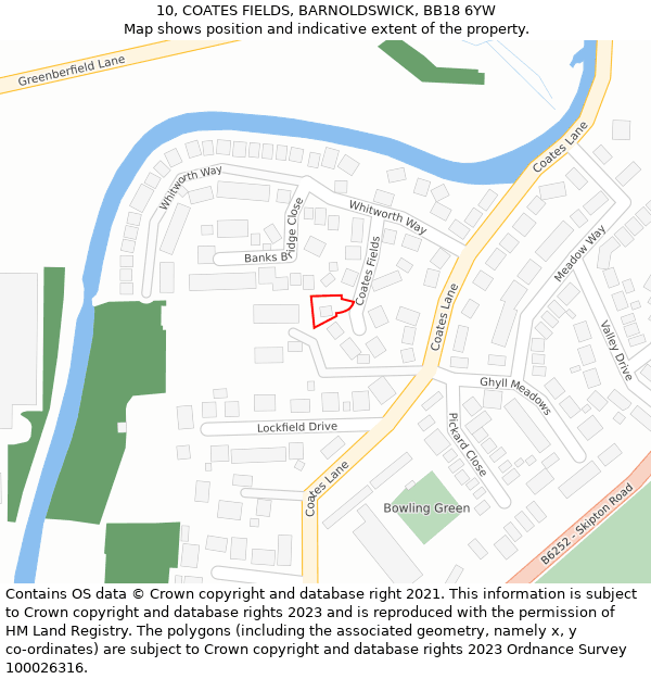 10, COATES FIELDS, BARNOLDSWICK, BB18 6YW: Location map and indicative extent of plot
