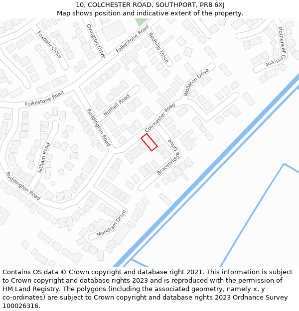 10, COLCHESTER ROAD, SOUTHPORT, PR8 6XJ: Location map and indicative extent of plot