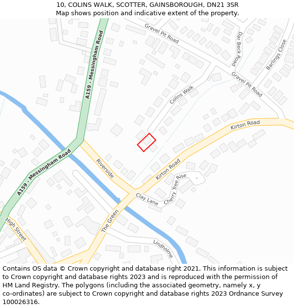 10, COLINS WALK, SCOTTER, GAINSBOROUGH, DN21 3SR: Location map and indicative extent of plot