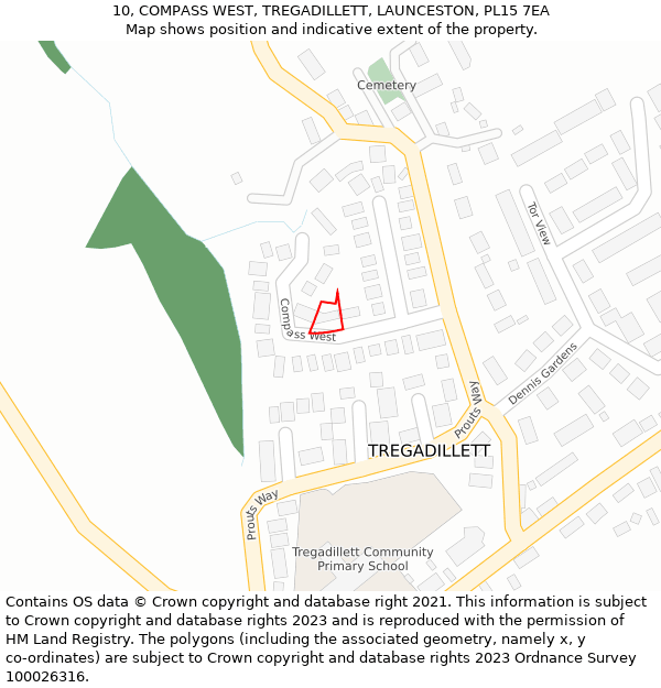 10, COMPASS WEST, TREGADILLETT, LAUNCESTON, PL15 7EA: Location map and indicative extent of plot