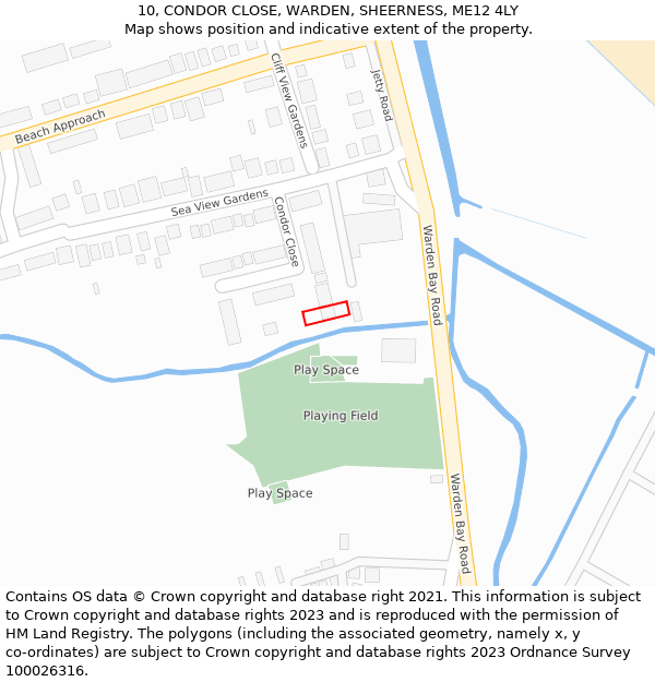 10, CONDOR CLOSE, WARDEN, SHEERNESS, ME12 4LY: Location map and indicative extent of plot