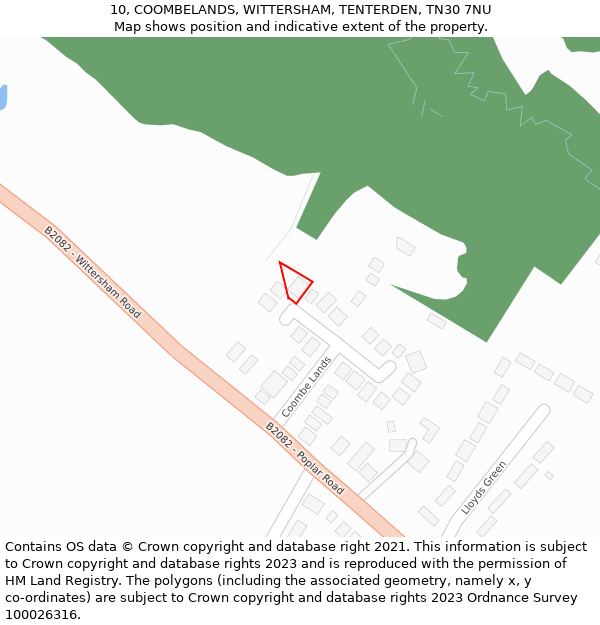 10, COOMBELANDS, WITTERSHAM, TENTERDEN, TN30 7NU: Location map and indicative extent of plot