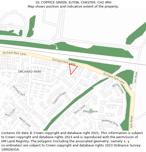 10, COPPICE GREEN, ELTON, CHESTER, CH2 4RH: Location map and indicative extent of plot