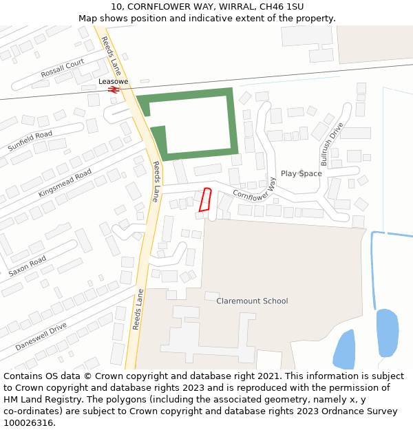 10, CORNFLOWER WAY, WIRRAL, CH46 1SU: Location map and indicative extent of plot