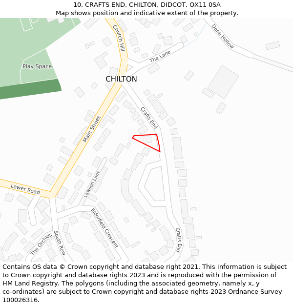 10, CRAFTS END, CHILTON, DIDCOT, OX11 0SA: Location map and indicative extent of plot