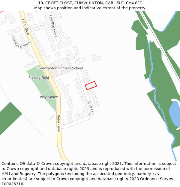 10, CROFT CLOSE, CUMWHINTON, CARLISLE, CA4 8FG: Location map and indicative extent of plot