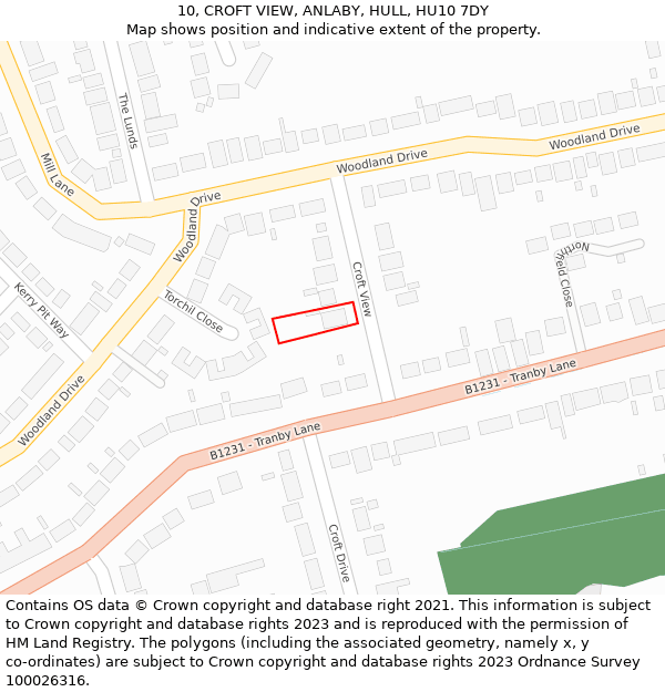 10, CROFT VIEW, ANLABY, HULL, HU10 7DY: Location map and indicative extent of plot