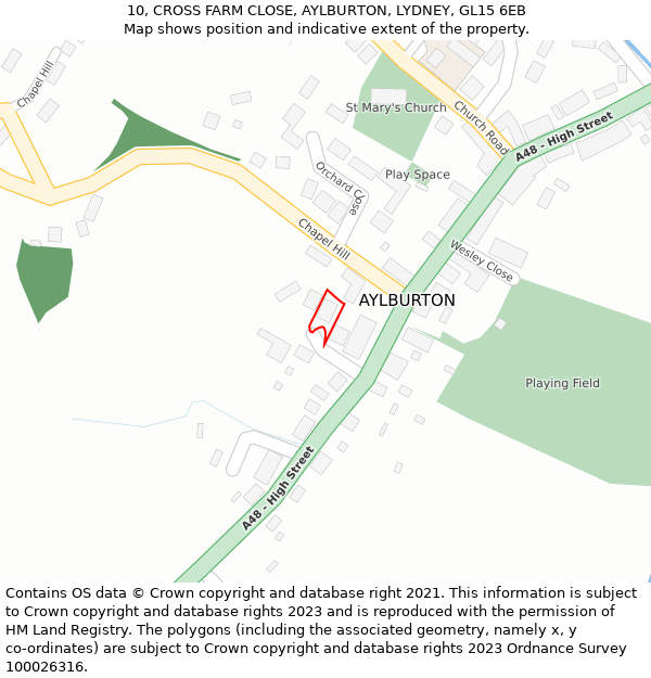 10, CROSS FARM CLOSE, AYLBURTON, LYDNEY, GL15 6EB: Location map and indicative extent of plot