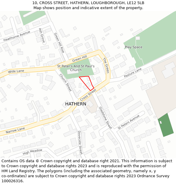 10, CROSS STREET, HATHERN, LOUGHBOROUGH, LE12 5LB: Location map and indicative extent of plot