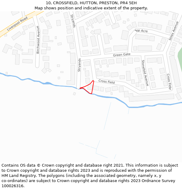 10, CROSSFIELD, HUTTON, PRESTON, PR4 5EH: Location map and indicative extent of plot