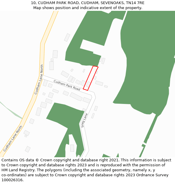 10, CUDHAM PARK ROAD, CUDHAM, SEVENOAKS, TN14 7RE: Location map and indicative extent of plot