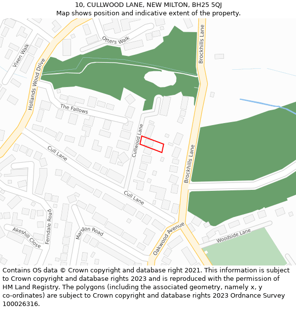 10, CULLWOOD LANE, NEW MILTON, BH25 5QJ: Location map and indicative extent of plot