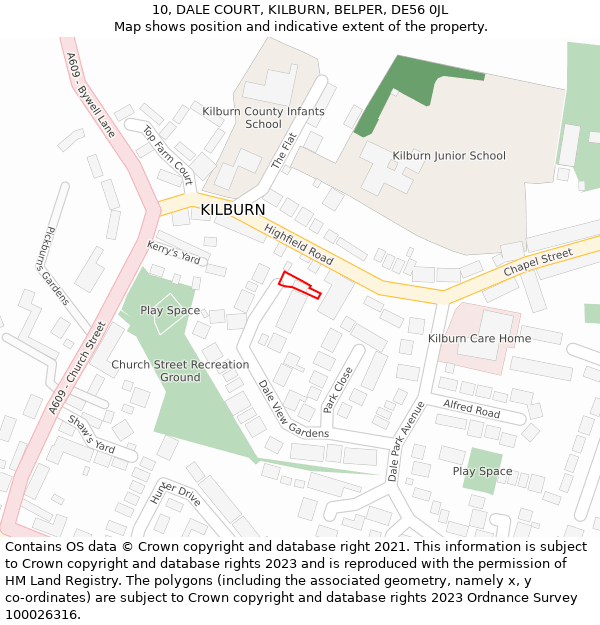 10, DALE COURT, KILBURN, BELPER, DE56 0JL: Location map and indicative extent of plot