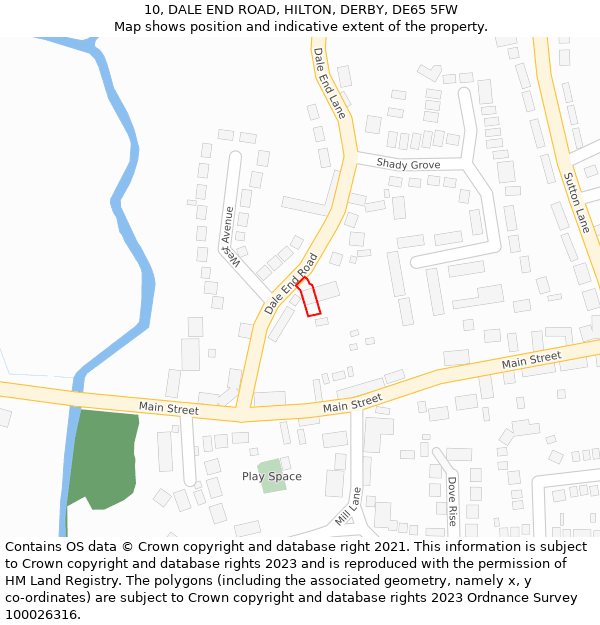 10, DALE END ROAD, HILTON, DERBY, DE65 5FW: Location map and indicative extent of plot