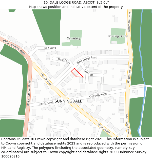 10, DALE LODGE ROAD, ASCOT, SL5 0LY: Location map and indicative extent of plot