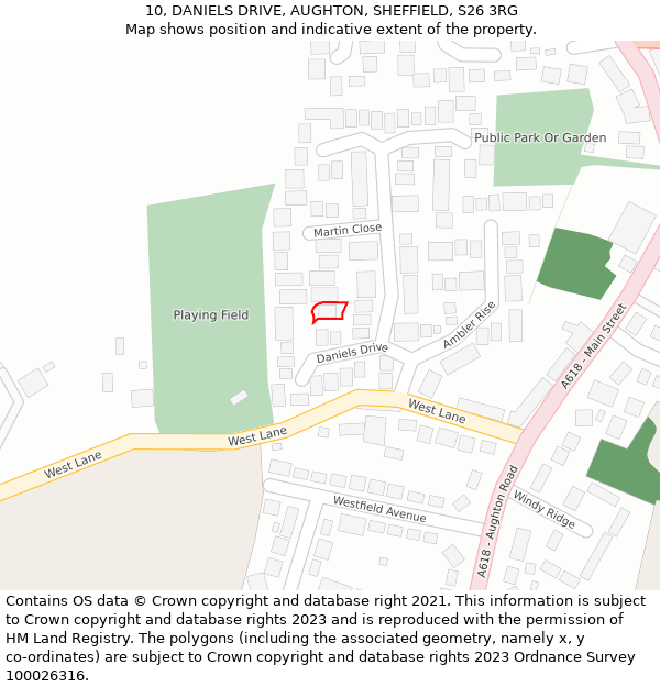 10, DANIELS DRIVE, AUGHTON, SHEFFIELD, S26 3RG: Location map and indicative extent of plot