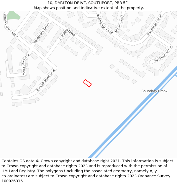 10, DARLTON DRIVE, SOUTHPORT, PR8 5FL: Location map and indicative extent of plot