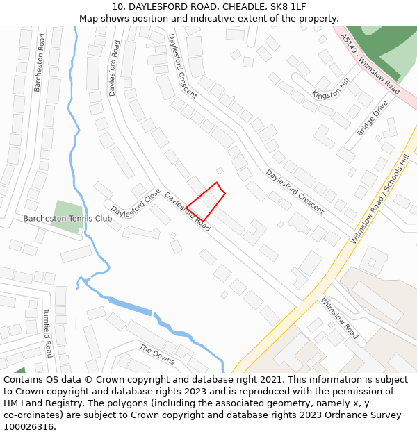 10, DAYLESFORD ROAD, CHEADLE, SK8 1LF: Location map and indicative extent of plot