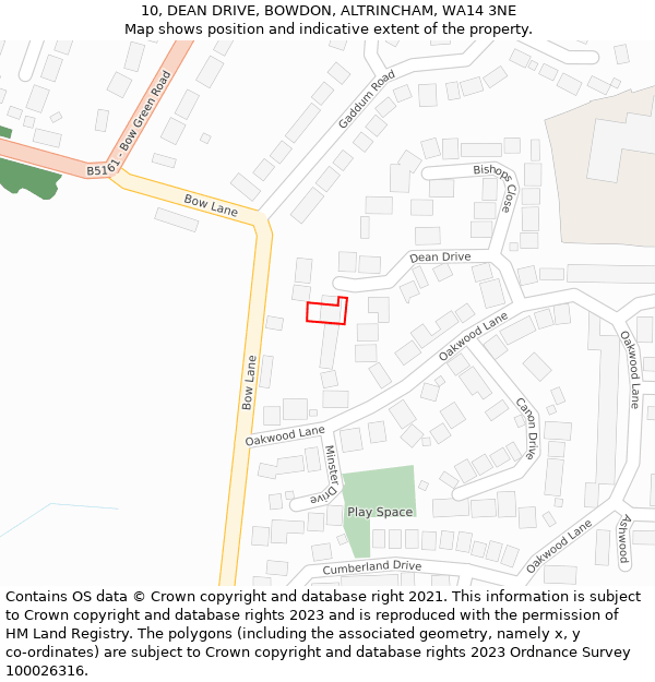 10, DEAN DRIVE, BOWDON, ALTRINCHAM, WA14 3NE: Location map and indicative extent of plot