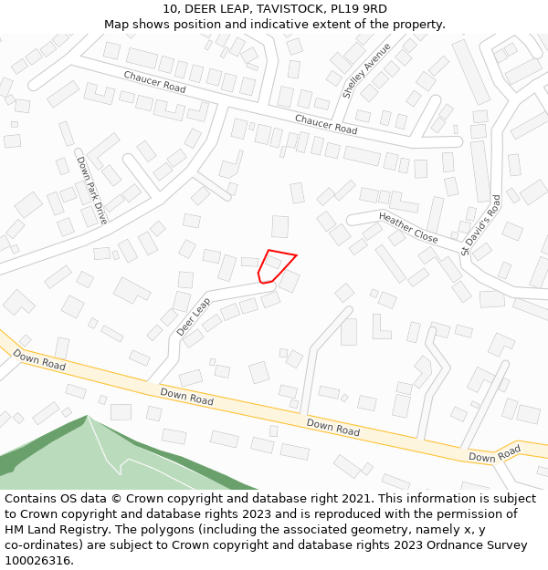 10, DEER LEAP, TAVISTOCK, PL19 9RD: Location map and indicative extent of plot