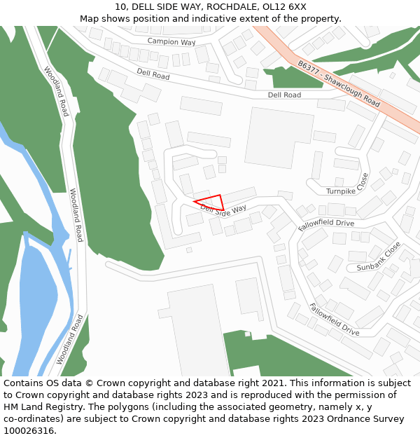 10, DELL SIDE WAY, ROCHDALE, OL12 6XX: Location map and indicative extent of plot