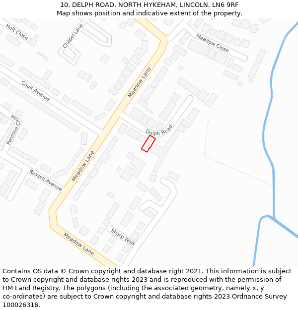 10, DELPH ROAD, NORTH HYKEHAM, LINCOLN, LN6 9RF: Location map and indicative extent of plot