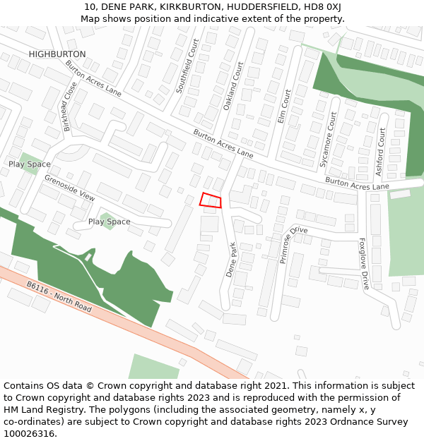 10, DENE PARK, KIRKBURTON, HUDDERSFIELD, HD8 0XJ: Location map and indicative extent of plot