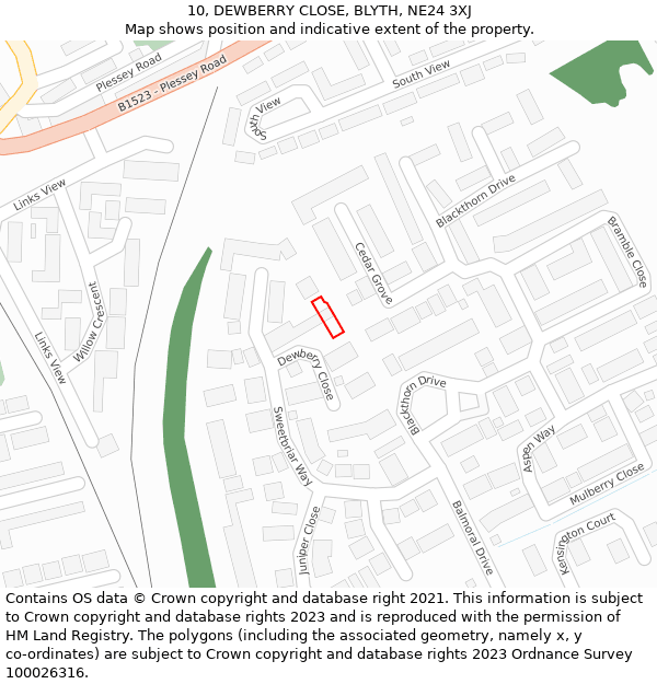 10, DEWBERRY CLOSE, BLYTH, NE24 3XJ: Location map and indicative extent of plot