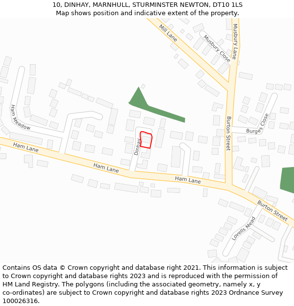 10, DINHAY, MARNHULL, STURMINSTER NEWTON, DT10 1LS: Location map and indicative extent of plot