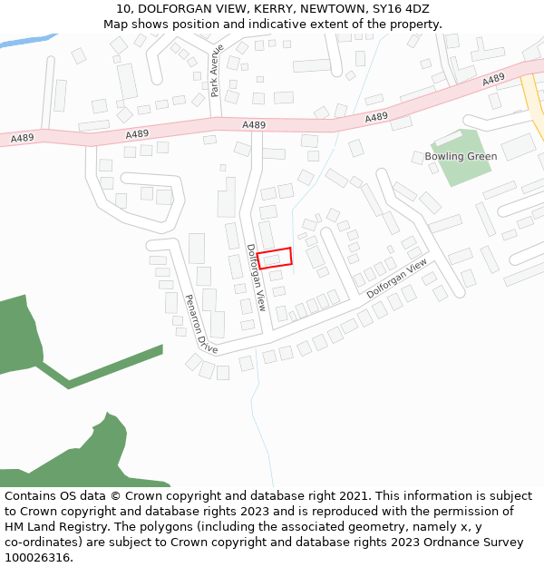 10, DOLFORGAN VIEW, KERRY, NEWTOWN, SY16 4DZ: Location map and indicative extent of plot