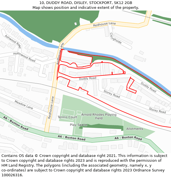 10, DUDDY ROAD, DISLEY, STOCKPORT, SK12 2GB: Location map and indicative extent of plot