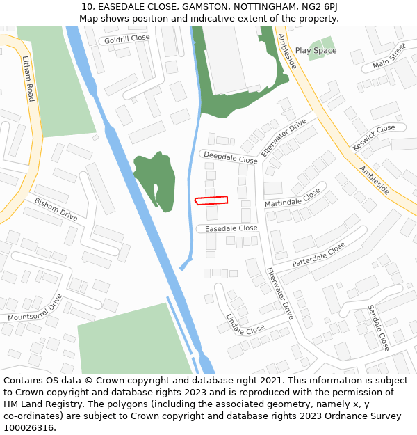 10, EASEDALE CLOSE, GAMSTON, NOTTINGHAM, NG2 6PJ: Location map and indicative extent of plot