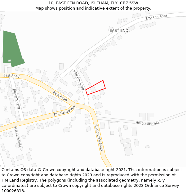 10, EAST FEN ROAD, ISLEHAM, ELY, CB7 5SW: Location map and indicative extent of plot