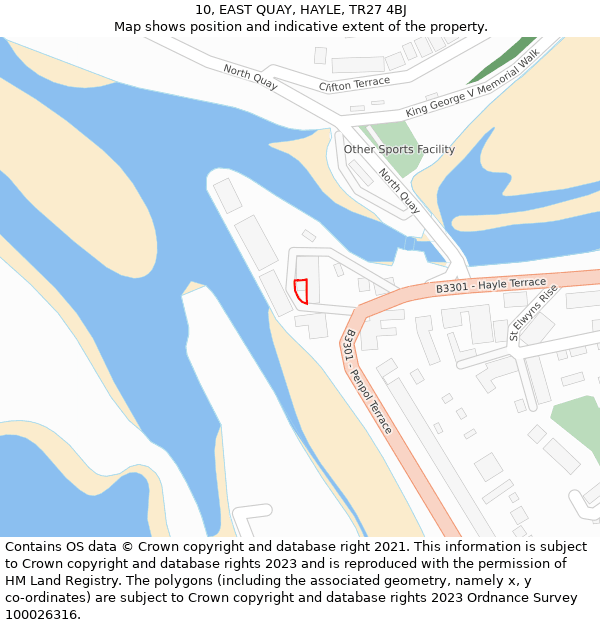 10, EAST QUAY, HAYLE, TR27 4BJ: Location map and indicative extent of plot