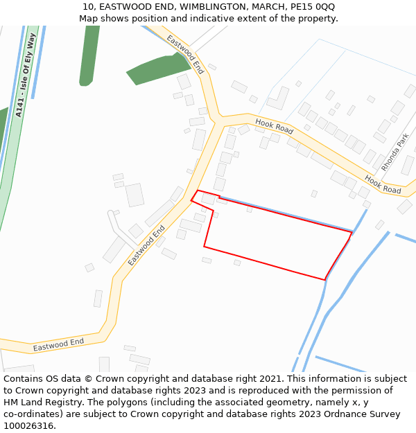 10, EASTWOOD END, WIMBLINGTON, MARCH, PE15 0QQ: Location map and indicative extent of plot