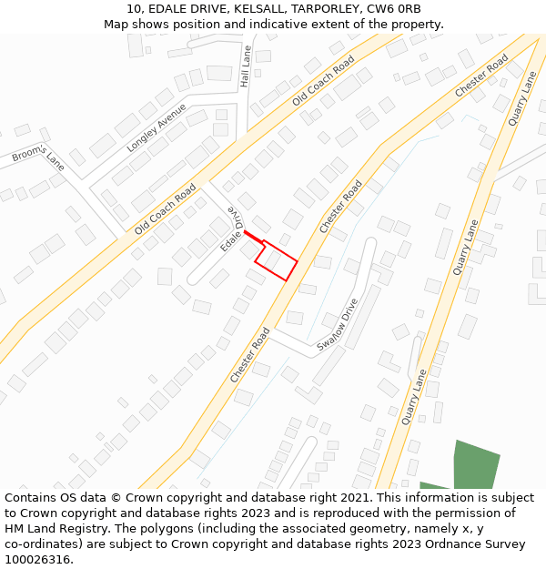 10, EDALE DRIVE, KELSALL, TARPORLEY, CW6 0RB: Location map and indicative extent of plot