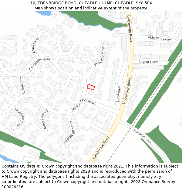 10, EDENBRIDGE ROAD, CHEADLE HULME, CHEADLE, SK8 5PX: Location map and indicative extent of plot
