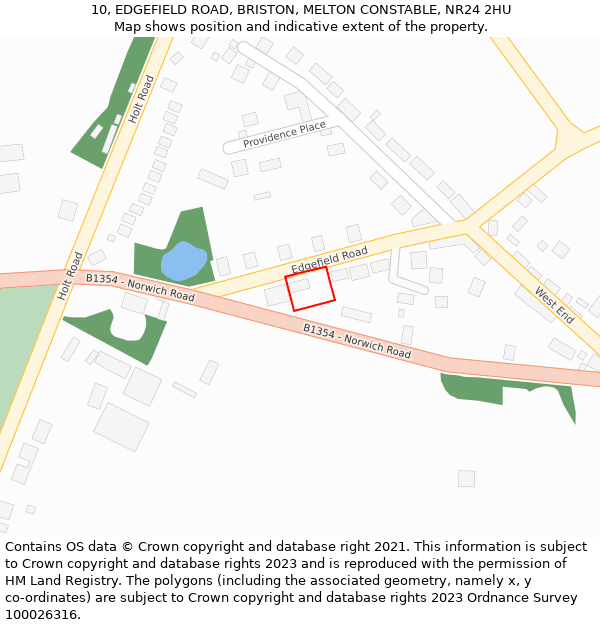 10, EDGEFIELD ROAD, BRISTON, MELTON CONSTABLE, NR24 2HU: Location map and indicative extent of plot