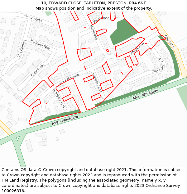 10, EDWARD CLOSE, TARLETON, PRESTON, PR4 6NE: Location map and indicative extent of plot