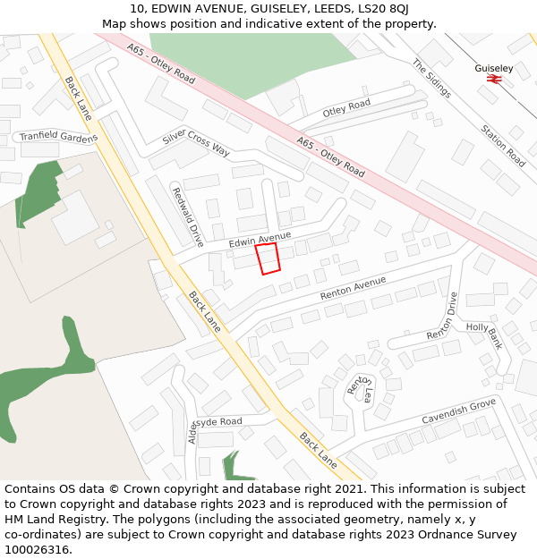 10, EDWIN AVENUE, GUISELEY, LEEDS, LS20 8QJ: Location map and indicative extent of plot