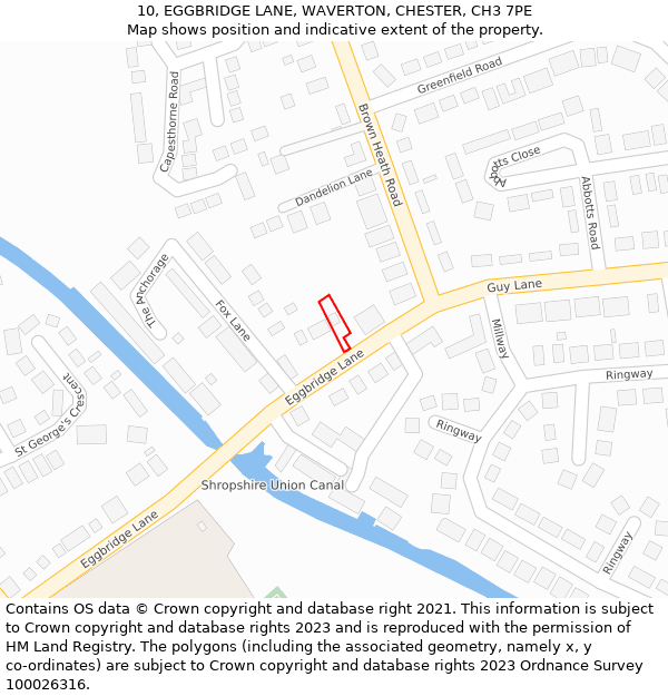 10, EGGBRIDGE LANE, WAVERTON, CHESTER, CH3 7PE: Location map and indicative extent of plot