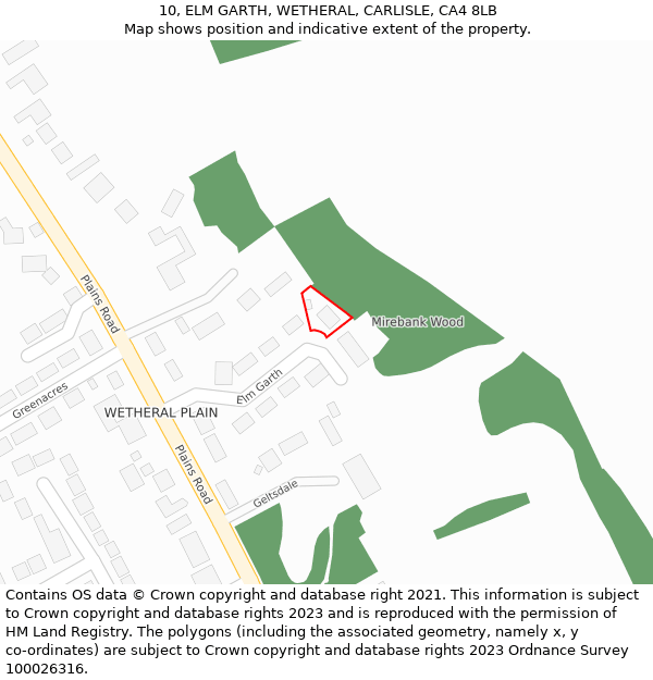 10, ELM GARTH, WETHERAL, CARLISLE, CA4 8LB: Location map and indicative extent of plot